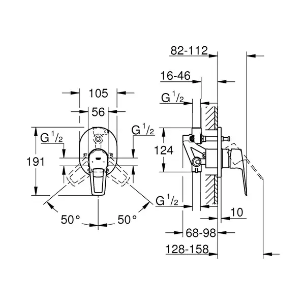 Grohe BauLoop смеситель для ванны, хром (29041001)