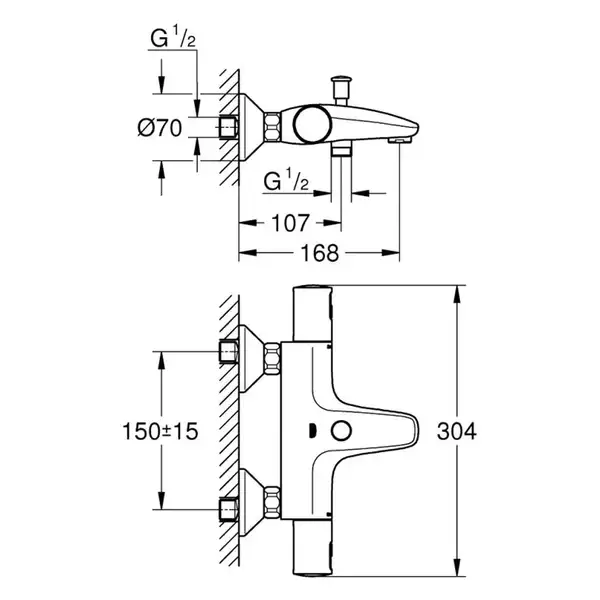 Grohe Precision Start смеситель для ванны, хром (34598000)