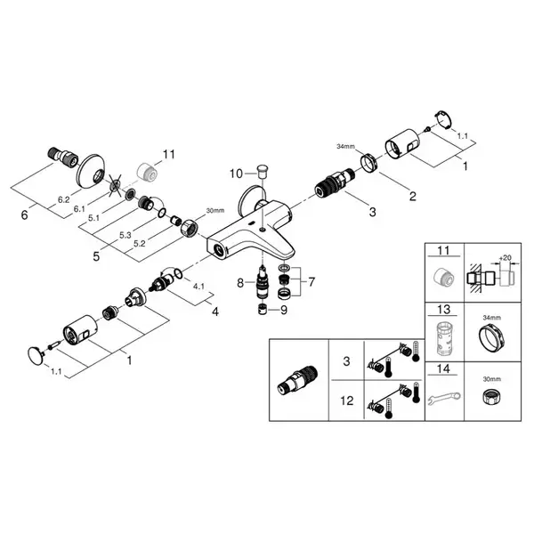 Grohe Precision Start смеситель для ванны, хром (34598000)