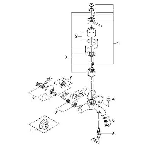 Grohe BauClassic смеситель ванны, хром (CV032464)