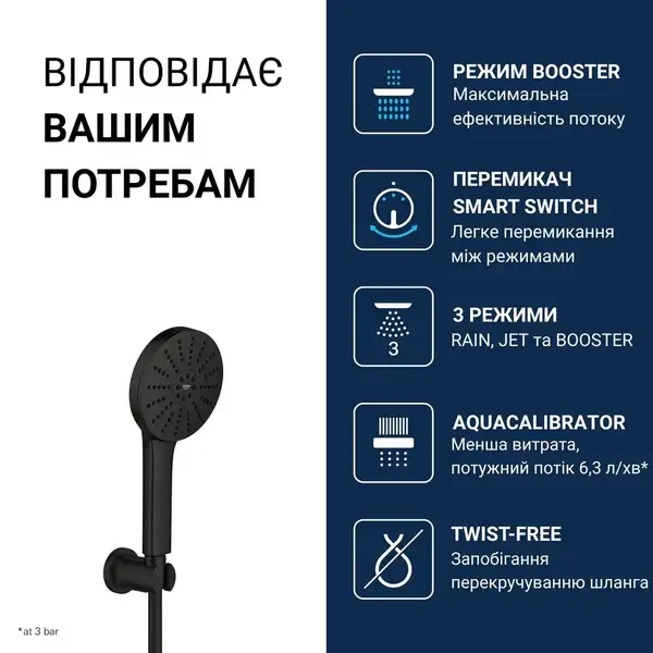 Grohe Vitalio Joy+ 120 Душевой набор, чёрный (1348652430)