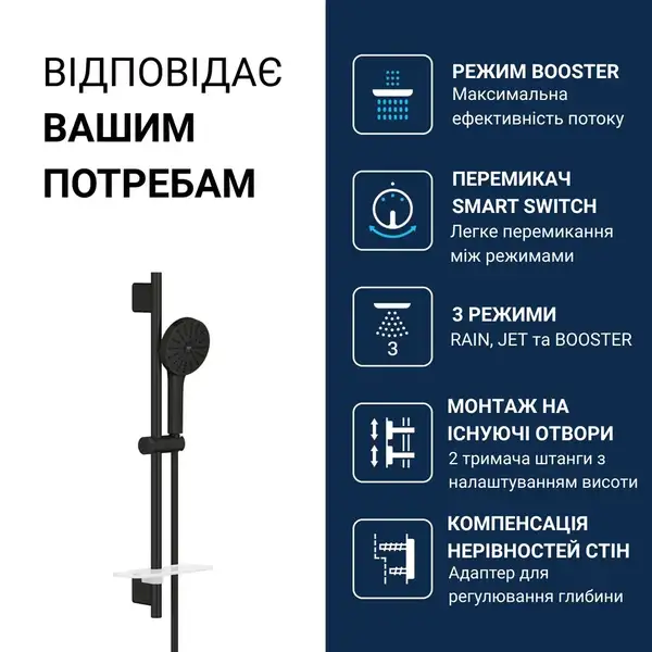 Grohe Vitalio Joy+ душ. гарнитур, чёрный (1348662430)