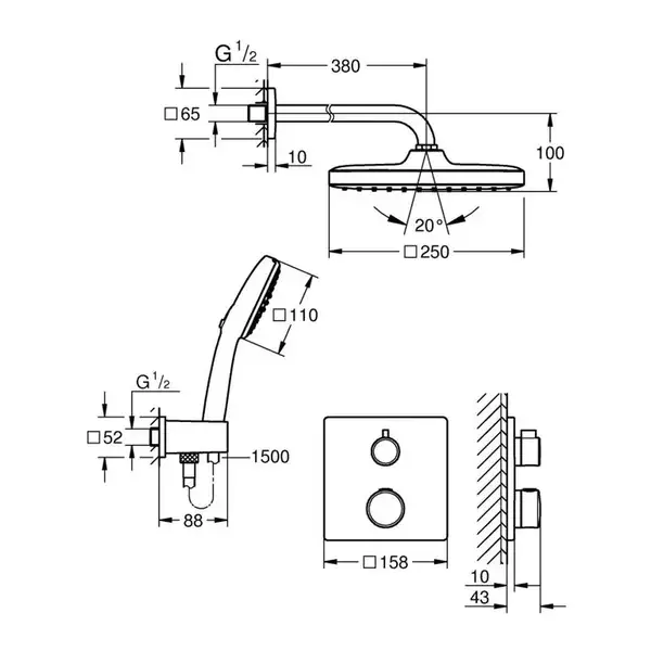 Grohe Grohtherm Душевая система, хром (1039950000)