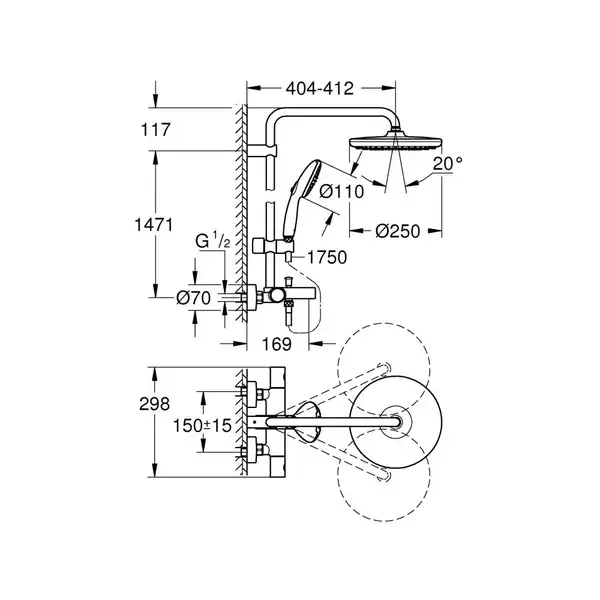 Grohe Tempesta Душевая система, чёрная (266722431)