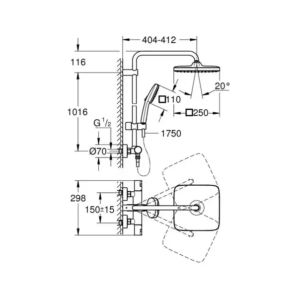 Grohe Vitalio Comfort 110 Душевая система, чёрная (266962431)