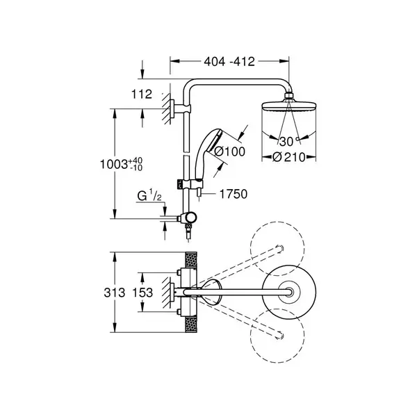 Grohe Vitalio Start Душевая система, черная (268042430)