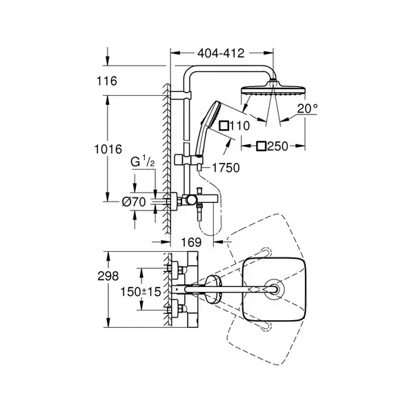 Grohe Tempesta Душевая система, хром (26975001)