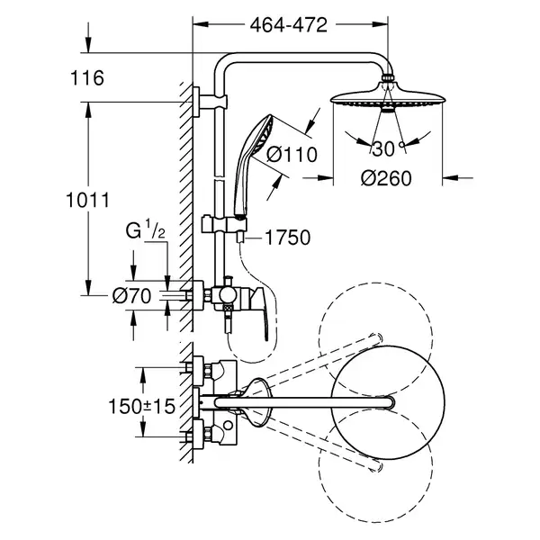 Grohe Vitalio Joy Душевая система, Хром (27684001)
