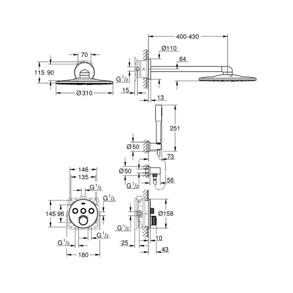 Grohe SmartControl душевая система, хром (34709000)