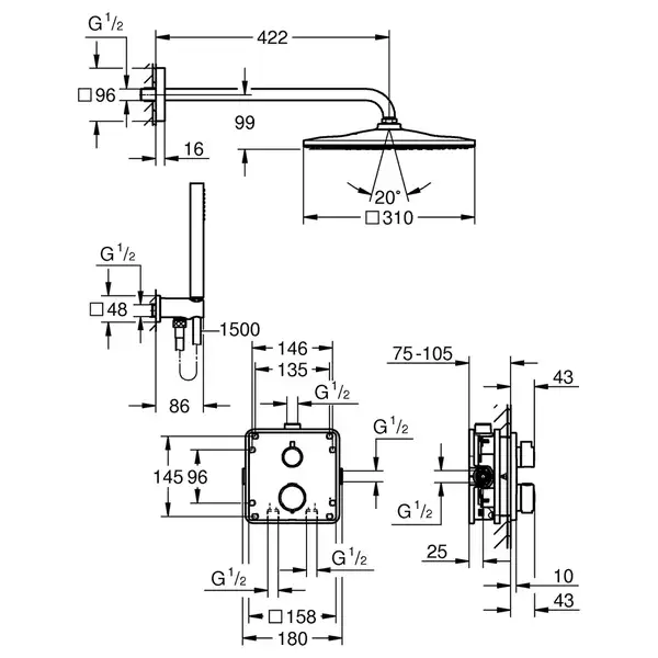 Grohe Cube Душевая система, хром (CV034331)
