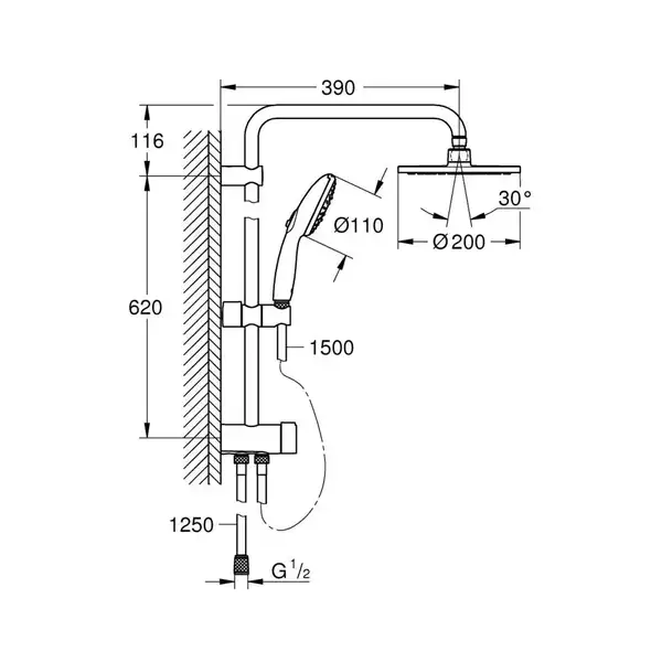 Grohe Vitalio Start Душевая система, Хром (nte004)