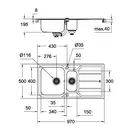 GROHE Мийка для кухні 970 x 500 мм з ексцентриком, 2 чаши, матова (31572SD0) (31572SD0) фото 2 Aquada.com.ua