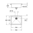 GROHE Мийка для кухні 564 x 464 мм, 1 чаша, матова, в рівень зі стільницею (31579SD0) (31579SD0) фото 2 Aquada.com.ua