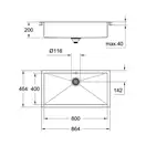 GROHE Мийка для кухні 864 x 464 мм, 1 чаша, матова, в рівень зі стільницею (31580SD0) (31580SD0) фото 2 Aquada.com.ua