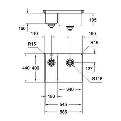 GROHE Мийка для кухні 585 x 440 мм, 1,5 чаши, матова, під стільницю, права (31576SD0) (31576SD0) фото 2 Aquada.com.ua GROHE Мийка для кухні 585 x 440 мм, 1,5 чаши, матова, під стільницю, права (31576SD0) (31576SD0) фото 2 Aquada.com.ua