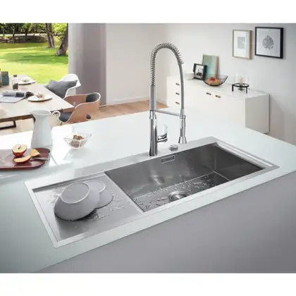 GROHE Мийка для кухні 1160 x 520 мм, 1 чаша, матова, в рівень зі стільницею (31582SD0) (31582SD0) фото 4 Aquada.com.ua GROHE Мийка для кухні 1160 x 520 мм, 1 чаша, матова, в рівень зі стільницею (31582SD0) (31582SD0) фото 4 Aquada.com.ua