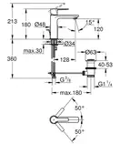 Смеситель однорычажный для раковины Grohe Lineare DN 15 S-Size (цвет - хром) с доным клапаном (32114001) фото 9 Aquada.com.ua