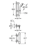 Смеситель для душа Grohe Grohtherm DN 15 (цвет - хром) с душевым гарнитуром (34151003) фото 4 Aquada.com.ua
