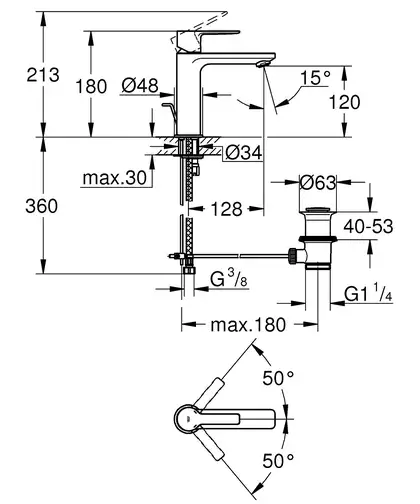 Смеситель однорычажный для раковины Grohe Lineare DN 15 S-Size (цвет - хром) с доным клапаном (32114001) фото 4 Aquada.com.ua Смеситель однорычажный для раковины Grohe Lineare DN 15 S-Size (цвет - хром) с доным клапаном (32114001) фото 4 Aquada.com.ua