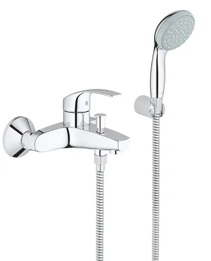 Смеситель однорычажный для ванны Grohe Eurosmart DN 15 (цвет - хром) с ручным душем (33302002) фото 1 Aquada.com.ua