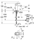 GROHE Смеситель для раковины, однорычажный Eurocube (23127000) фото 21 Aquada.com.ua