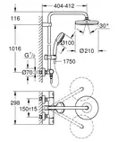 GROHE Душова система з термостатом для настінного монтажу New Tempesta Cosmopolitan 210 (27922001) фото 5 Aquada.com.ua