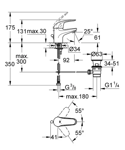 GROHE Одноважільний змішувач для раковини Euroeco S-Size (23262000) фото 3 Aquada.com.ua GROHE Одноважільний змішувач для раковини Euroeco S-Size (23262000) фото 3 Aquada.com.ua
