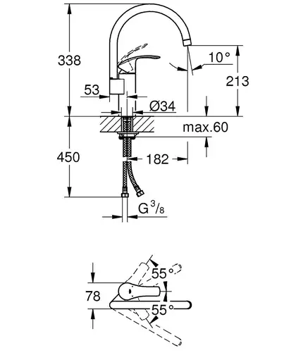 Смеситель для кухни Grohe Eurosmart (цвет - хром) (33202002) фото 7 Aquada.com.ua Смеситель для кухни Grohe Eurosmart (цвет - хром) (33202002) фото 7 Aquada.com.ua