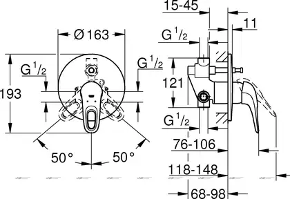Смеситель для ванны Grohe Eurostyle (цвет - хром) (33637003) фото 4 Aquada.com.ua