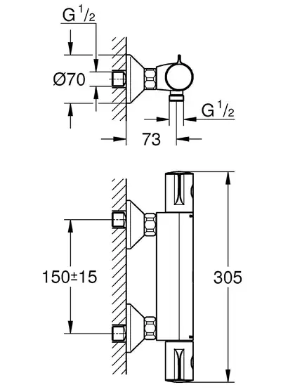 Термостат для душа Grohe Grohtherm 800 (цвет - хром) (34558000) фото 5 Aquada.com.ua