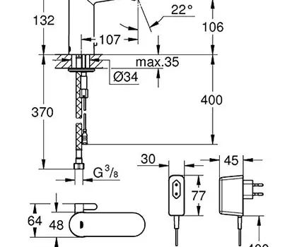 GROHE Інфрачервона електроніка для мийки зі змішувачем Eurosmart Cosmopolitan E (36325001) фото 3 Aquada.com.ua GROHE Інфрачервона електроніка для мийки зі змішувачем Eurosmart Cosmopolitan E (36325001) фото 3 Aquada.com.ua