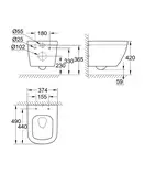 Унитаз подвесной Grohe Bau Ceramic, безоободковый (39206000) фото 2 Aquada.com.ua