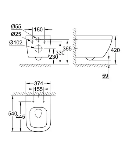 GROHE Чаша унитаза EURO CERAMIC (3932800H) (3932800H) фото 8 Aquada.com.ua GROHE Чаша унитаза EURO CERAMIC (3932800H) (3932800H) фото 8 Aquada.com.ua