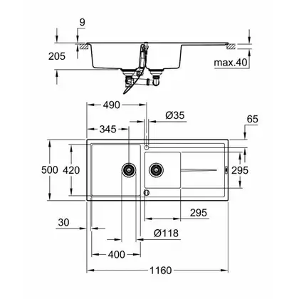 GROHE Мойка кварцевая Sink K400 (31643AP0) (31643AP0) фото 2 Aquada.com.ua GROHE Мойка кварцевая Sink K400 (31643AP0) (31643AP0) фото 2 Aquada.com.ua