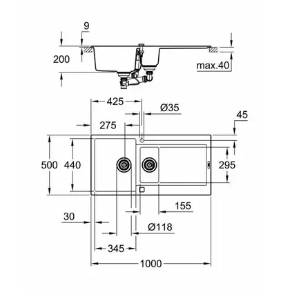 GROHE Мойка кварцевая Sink K500 (31646AP0) (31646AP0) фото 2 Aquada.com.ua GROHE Мойка кварцевая Sink K500 (31646AP0) (31646AP0) фото 2 Aquada.com.ua