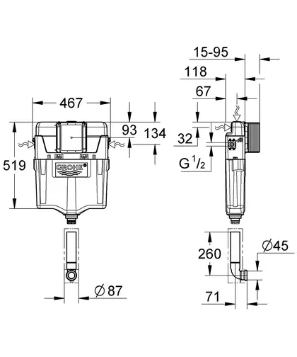 GROHE Змивний бачок GD 2 (38661000) фото 2 Aquada.com.ua