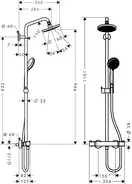 HANSGROHE Hansgrohe Душевая система с Термостатом Croma 160 Showerpipe (27135000) фото 2 Aquada.com.ua