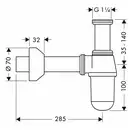 HANSGROHE Сифон-стакан для умывальника, хром (52010000) фото 2 Aquada.com.ua