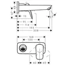 HANSGROHE Смеситель для раковины, однорычажный, настенный, скрыт. монтаж, хром Logis (71220000) фото 2 Aquada.com.ua