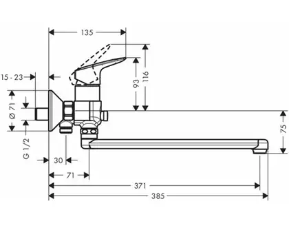 Cмеситель для ванны Hansgrohe Logis (цвет - хром), с длинным изливом (71402000) фото 2 Aquada.com.ua Cмеситель для ванны Hansgrohe Logis (цвет - хром), с длинным изливом (71402000) фото 2 Aquada.com.ua
