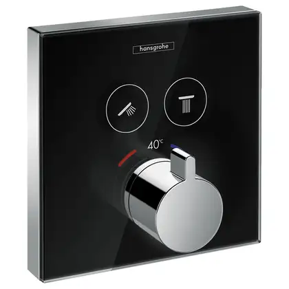 HANSGROHE ShowerSelect Термостат для двух потребителей, стеклянный, СМ черный/хром (15738600) фото 1 Aquada.com.ua HANSGROHE ShowerSelect Термостат для двух потребителей, стеклянный, СМ черный/хром (15738600) фото 1 Aquada.com.ua