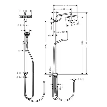HANSGROHE Душевая система EcoSmart 9 л / мин, хром Crometta E 240 1jet Showerpipe Reno (27289000) фото 2 Aquada.com.ua HANSGROHE Душевая система EcoSmart 9 л / мин, хром Crometta E 240 1jet Showerpipe Reno (27289000) фото 2 Aquada.com.ua