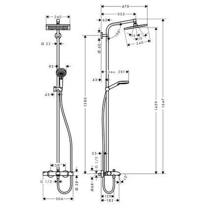 HANSGROHE Душевая система для ванны Crometta E 240 1jet Showerpipe (27298000) фото 2 Aquada.com.ua HANSGROHE Душевая система для ванны Crometta E 240 1jet Showerpipe (27298000) фото 2 Aquada.com.ua