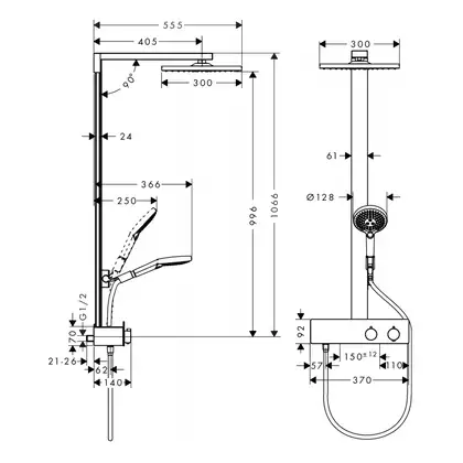 HANSGROHE Душевая система Raindance E 300 1jet Showerpipe 350 ST (27361000) фото 2 Aquada.com.ua HANSGROHE Душевая система Raindance E 300 1jet Showerpipe 350 ST (27361000) фото 2 Aquada.com.ua