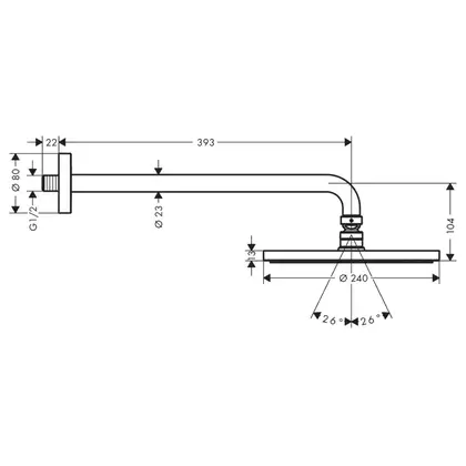 HANSGROHE Верхний душ S 240 1 jet, с держателем, PowderRain, хром Raindance S (27607000) фото 2 Aquada.com.ua HANSGROHE Верхний душ S 240 1 jet, с держателем, PowderRain, хром Raindance S (27607000) фото 2 Aquada.com.ua