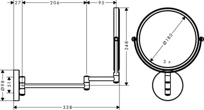 HANSGROHE Зеркало для бритья, настенное, хром Logis (73561000) фото 2 Aquada.com.ua HANSGROHE Зеркало для бритья, настенное, хром Logis (73561000) фото 2 Aquada.com.ua