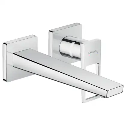 HANSGROHE Смеситель для раковины однорычажный с дугообразной ручкой и изливом 225 мм, настен. монтаж, хром Metropol (74526000) фото 1 Aquada.com.ua