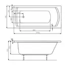 ROCA LINEA ванна 150*70см прямоугольная, с ножками в комплекте, объем 165л (A24T010000) фото 2 Aquada.com.ua