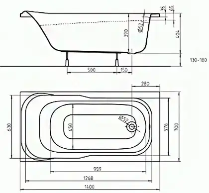 Ванна акриловая Kolo Sensa 140 х 70 см XWP354000N (XWP354000N) фото 2 Aquada.com.ua