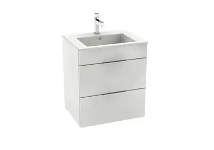 ROCA SUIT тумба 540*422*620мм с раковиной, 1 отверстие под смеситель, 2 выдвижных шкафчика, цвет белый глянец (A85118A806) фото 1 Aquada.com.ua ROCA SUIT тумба 540*422*620мм с раковиной, 1 отверстие под смеситель, 2 выдвижных шкафчика, цвет белый глянец (A85118A806) фото 1 Aquada.com.ua